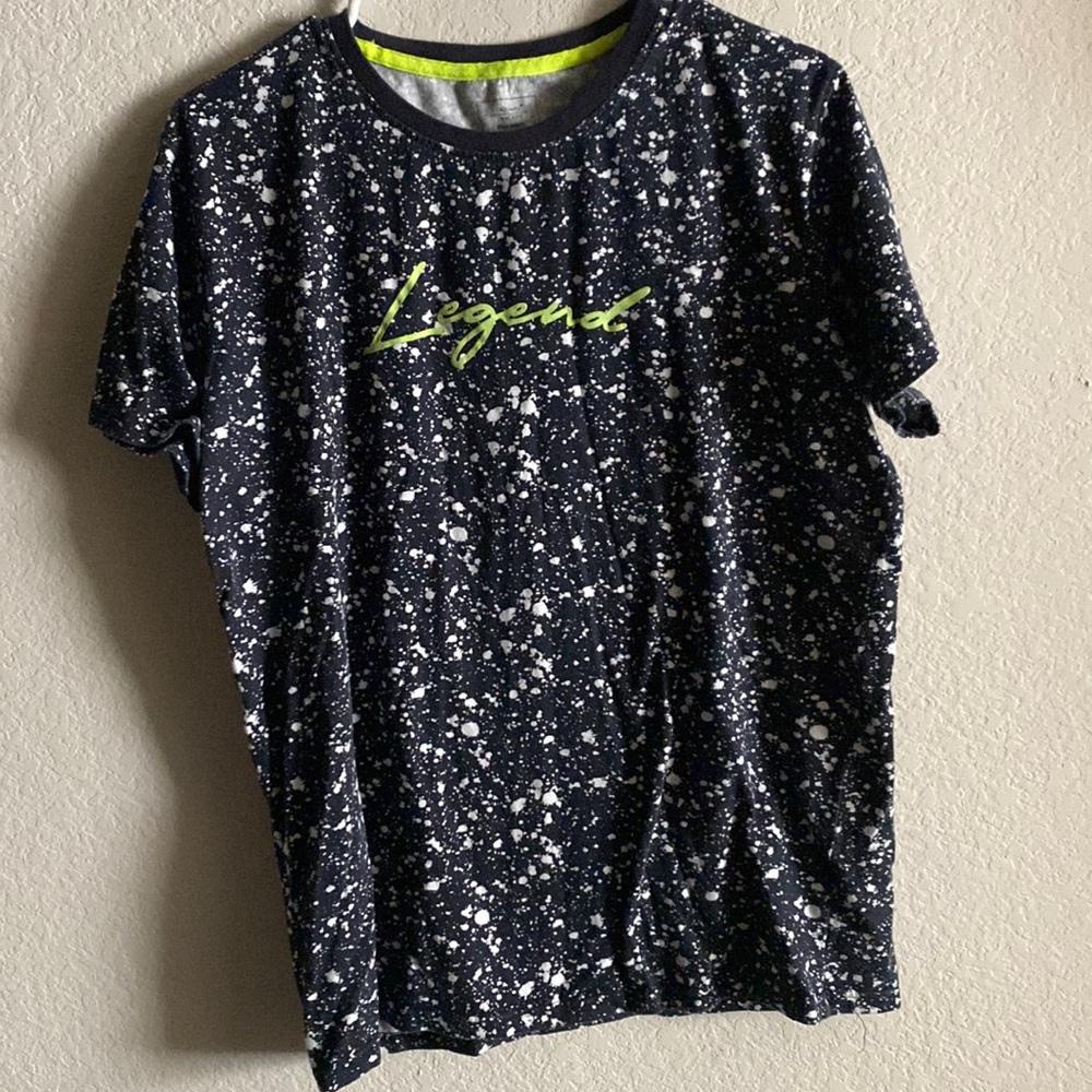 Legend 100% cotton tshirt splatter black and white and neon legend word